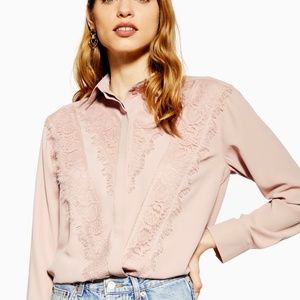 Topshop Blush Pink Lace Shirt